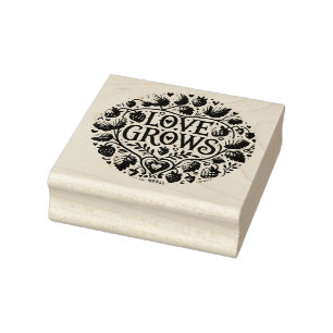 Love Grows Strawberry Fruit Lovers Valentine Rubber Stamp