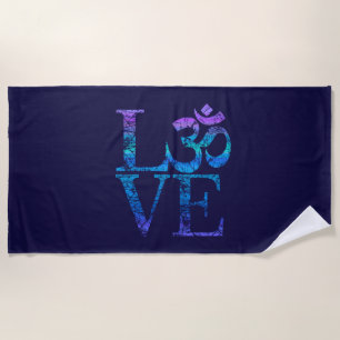 LOVE Grunge OM Symbol Spirituality Yoga Beach Towel