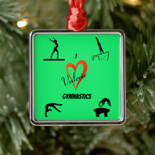 Love Gymnastics Girl's Lime Green Ceramic Ornament
