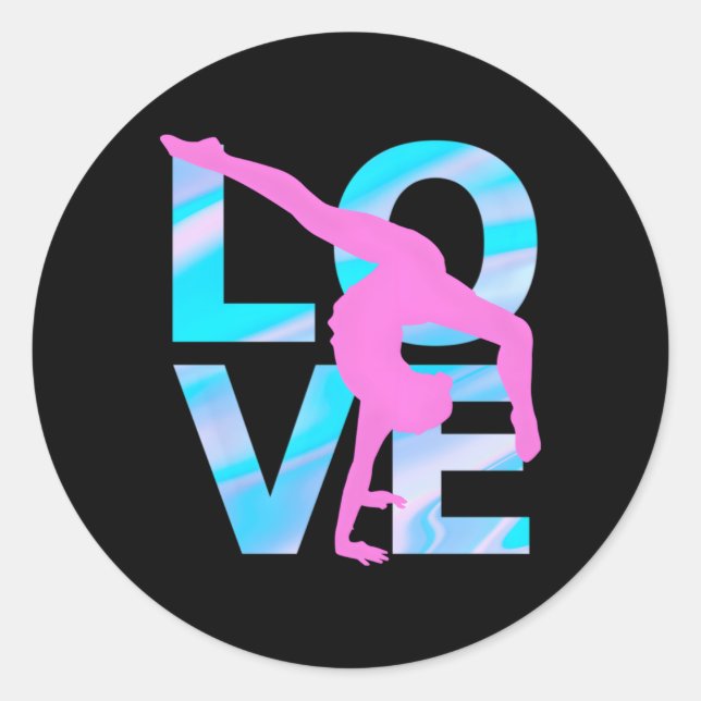 Love Gymnastics Gymnast Turns Flips Classic Round Sticker (Front)