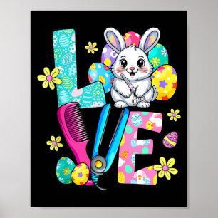Love hairstylist bunny flowers easter funny tank poster
