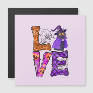 LOVE Halloween Design with Black Witch Cat