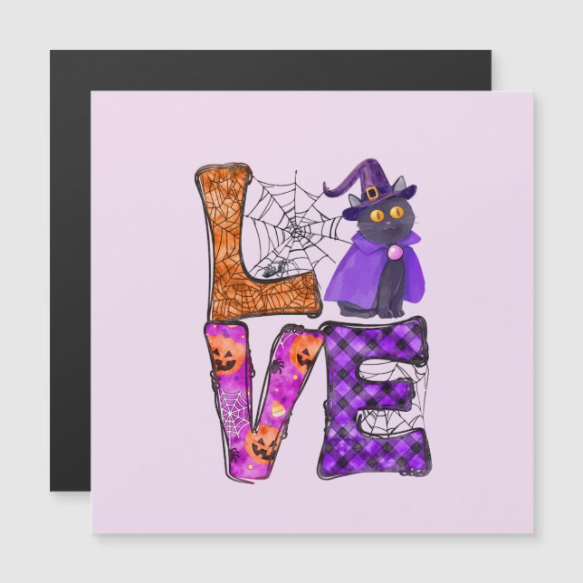 LOVE Halloween Design with Black Witch Cat (Front/Back)