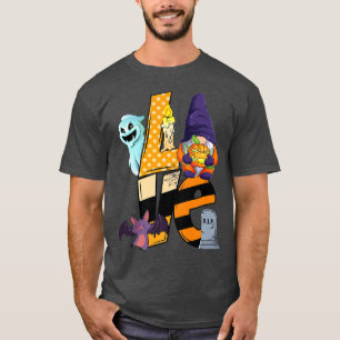 Love Halloween Gnomes Spooky Pumpkin Trick or Trea T-Shirt
