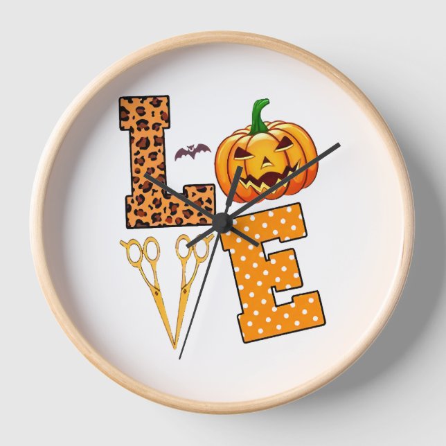 Love Halloween Hairstylist Clock (Front)