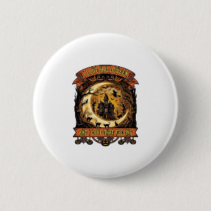 Love Halloween Haunted House Crescent Moon Black C 6 Cm Round Badge