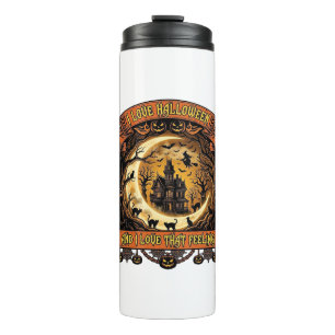 Love Halloween Haunted House Crescent Moon Black C Thermal Tumbler