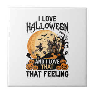 Love Halloween Haunted House Moon Witch Pumpkins_1 Ceramic Tile