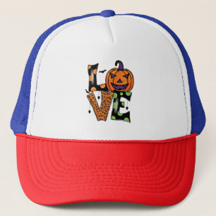 Love halloween pumpkin t-shirt trucker hat