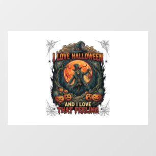 Love Halloween Skeleton Scarecrow Full Moon Pumpki