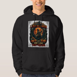 Love Halloween Skeleton Scarecrow Full Moon Pumpki Hoodie
