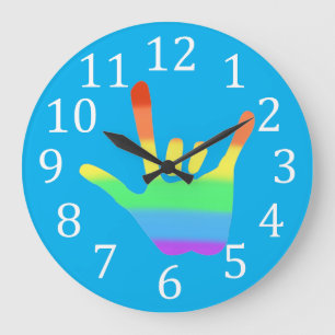 Love Hand ASL Sign Language Rainbow Colours Clocks