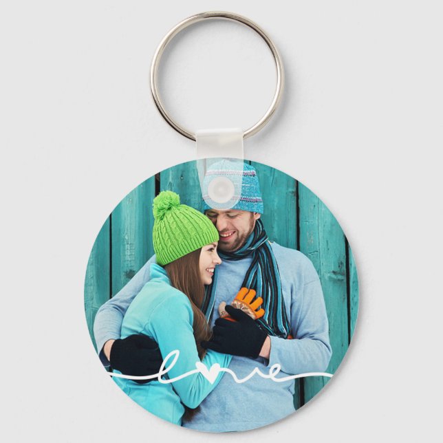 Love Hand Drawn Script Keychain Gift (Front)