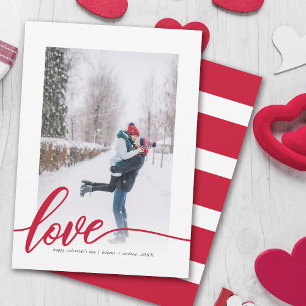 Love Hand-Lettered Photo Valentine's Day Holiday Card