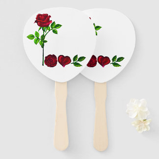 LOVE - Hand-Painted Rose Hand Fan