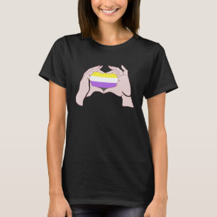 Love Hand Sign Heart Nonbinary Genderfluid Non Bin T-Shirt