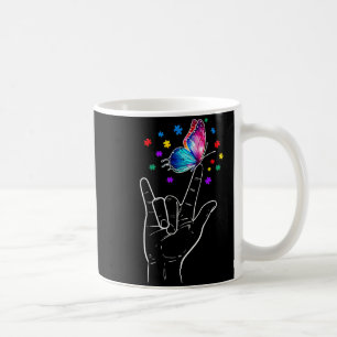 Love Hand Sign Language Butterfly Au Awareness Coffee Mug