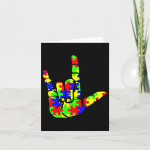 Love Hand Sign Language Puzzle Autism Awareness Su Card