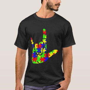 Love Hand Sign Language Puzzle Autism Awareness Su T-Shirt