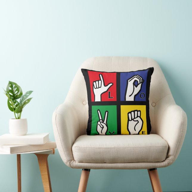 Love Hand Sign - Square Cushion (Chair)
