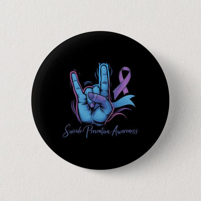 Love Hand Sign Suicide Prevention Awareness Week S 6 Cm Round Badge (Front)