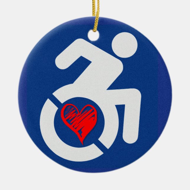 Love Handicapped Ceramic Ornament (Front)