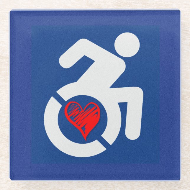 Love Handicapped Glass Coaster (Front)