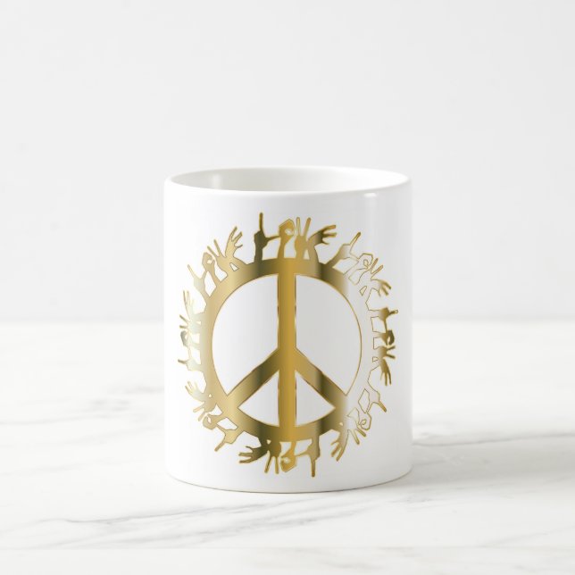 LOVE HANDS PEACE SIGN COFFEE MUG (Center)
