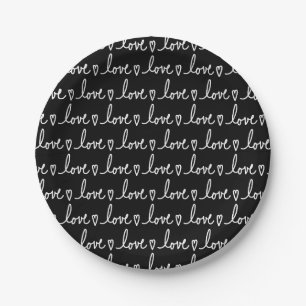 Love Handwritten Valentine's Party Paper Plates