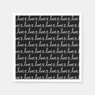 Love Handwritten Words Pattern Paper Napkins