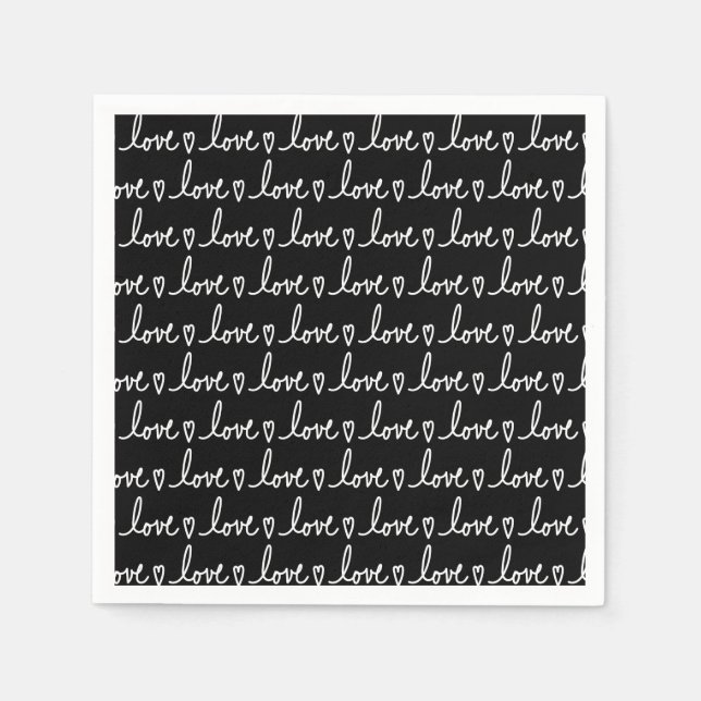 Love Handwritten Words Pattern Paper Napkins (Front)