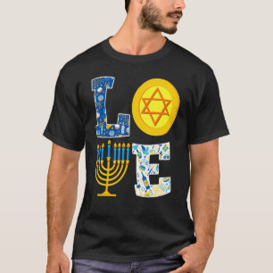 Love Hanukkah   Chanukah Menorah Pajama Matching F T-Shirt