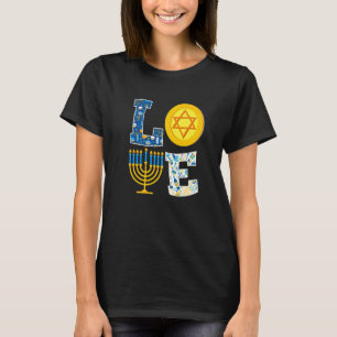 Love Hanukkah  Chanukah Menorah Pajama Matching Fa T-Shirt