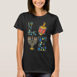 LOVE Hanukkah Decorations Dreidel Menorah Chanuka T-Shirt