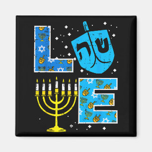 Love Hanukkah Dreidel Menorah Jewish Chanukah Men Magnet