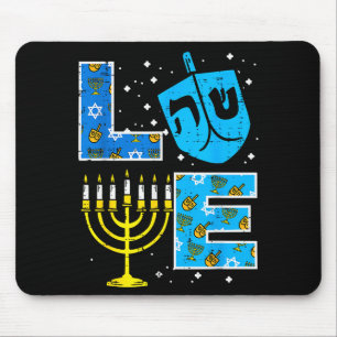 Love Hanukkah Dreidel Menorah Jewish Chanukah Men  Mouse Pad