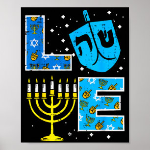 Love Hanukkah Dreidel Menorah Jewish Chanukah Men  Poster