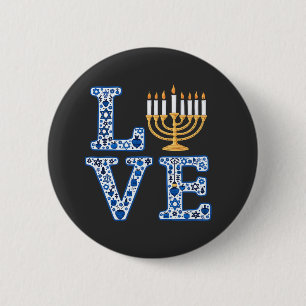 Love Hanukkah Jewish Holiday Menorah  6 Cm Round Badge