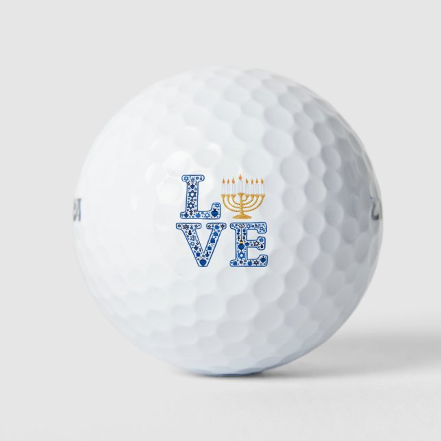 Love Hanukkah Jewish Holiday Menorah  Golf Balls (Front)