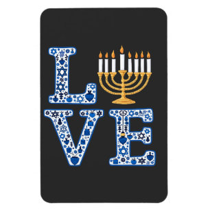 Love Hanukkah Jewish Holiday Menorah Magnet