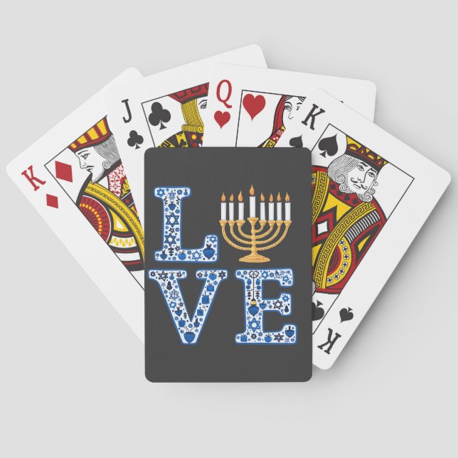 Love Hanukkah Jewish Holiday Menorah  Playing Cards (Back)