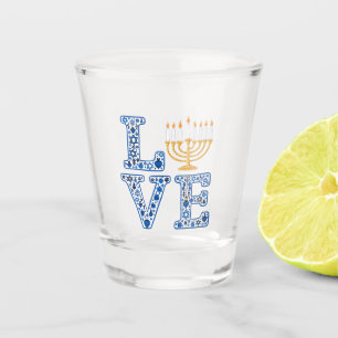 Love Hanukkah Jewish Holiday Menorah Shot Glass
