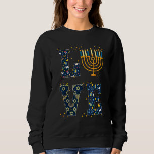 Love Hanukkah Jewish Menorah Pajama Hanukkah Men W Sweatshirt