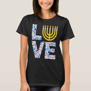 Love Hanukkah Menorah Jewish Pajama  For Men Women T-Shirt