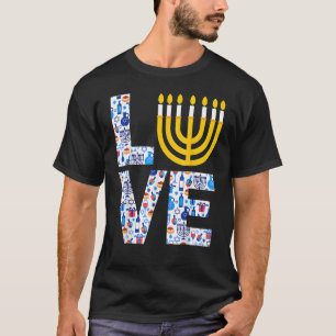 Love Hanukkah Menorah Jewish Pajama  For Men Women T-Shirt