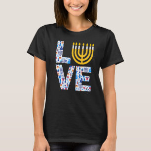 Love Hanukkah Menorah Jewish Pajama For Men Women T-Shirt
