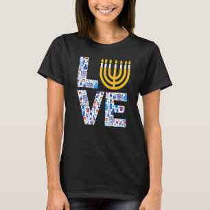 Love Hanukkah Menorah Jewish Pajama For Men Women T-Shirt