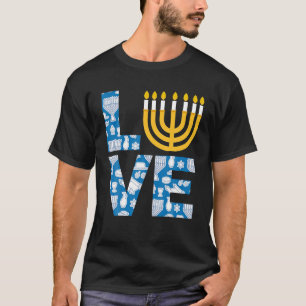 Love Hanukkah Menorah Jewish Pajama Funny For Men T-Shirt