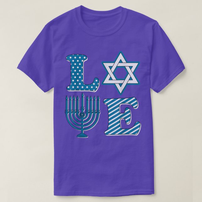 Love Hanukkah Menorah Pajama Chanukah Family Match T-Shirt (Design Front)
