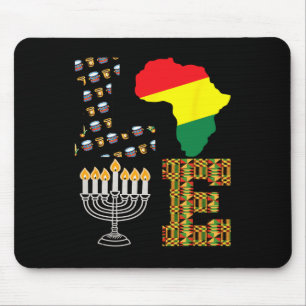 Love Happy Kwanzaa Africa Map Kinara Candles Afric Mouse Pad